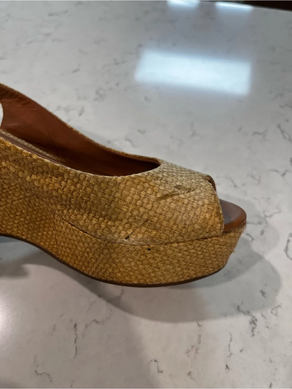 TORY BURCH Rosalinda Woven Raffia Wedge Sandals Size 6.5